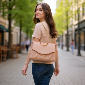 Sac messager pour femme Dafne en microfibre matelassé avec bandoulière chaîne, sac à maquillage tendance 19x6x13 cm, léger, toutes saisons - Product Image 2