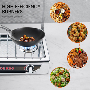 Cocina de <span class=keywords><strong>Gas</strong></span> de acero inoxidable de alta calidad, estufa de Camping de <span class=keywords><strong>2</strong></span> quemadores, encimeras de <span class=keywords><strong>Gas</strong></span> con cubierta - Product Image 4