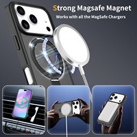 Coque de protection givrée 2-en-1 avec support magnétique invisible motif animal pour iPhone 17 Pro Max, 16, 15, 14
