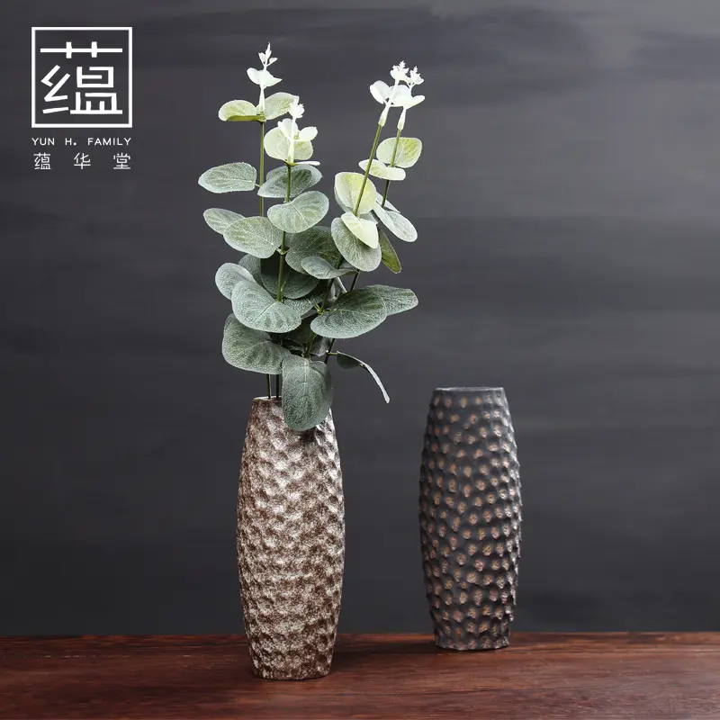 Stoneware vase Zen Japanese vase vintage flower arrangement dried flower floral pottery decoration small ceramic vase