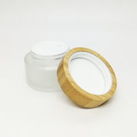 Pot en verre transparent givré vide de 50 ml, pot en verre pour crème cosmétique, pot en verre avec couvercle à vis en bambou