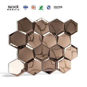 Haute Brillant 3D Hexagone Salle De Bains Carrelage Intérieur Mur Décoration En Acier Inoxydable Métal Mosaïque Moderne <span class=keywords><strong>Parquet</strong></span> pour Hôtel Rénovation - Product Image 2