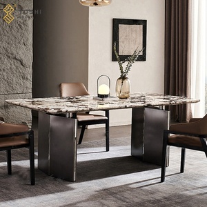 Yushi gruppo di lusso mobili per la casa in marmo naturale tavolo da pranzo in marmo di <span class=keywords><strong>montagna</strong></span> argento volpe in marmo Set tavolo - Product Image 3