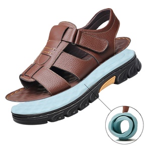 Sandali da <span class=keywords><strong>uomo</strong></span> in vera pelle, antiscivolo, con <span class=keywords><strong>suola</strong></span> spessa, <span class=keywords><strong>scarpe</strong></span> estive casual, con cinturino regolabile, <span class=keywords><strong>scarpe</strong></span> da passeggio piatte traspiranti per esterni - Product Image 2