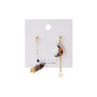 Drôle de dessin animé contemporain pendentif boucles d'oreilles inégalées mignon émail Spaceman lapin dinosaure boucle d'oreille pour enfant étudiant bijoux
