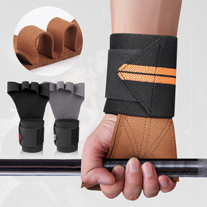 Men Women Weight Lifting <strong>Grips</strong> With Wrist Straps Workout Fitness Pull-Up Hand Guard Palm Protection <strong>Gloves</strong> - Product Image 2