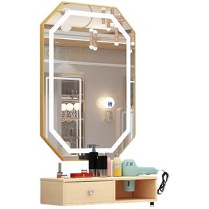 Wall Mounted LED <b>Mirror</b> Station Beauty Salon Vanity <b>Mirror</b> Hairdressing Makeup <b>Mirror</b> with Storage Drawer - Product Image 1