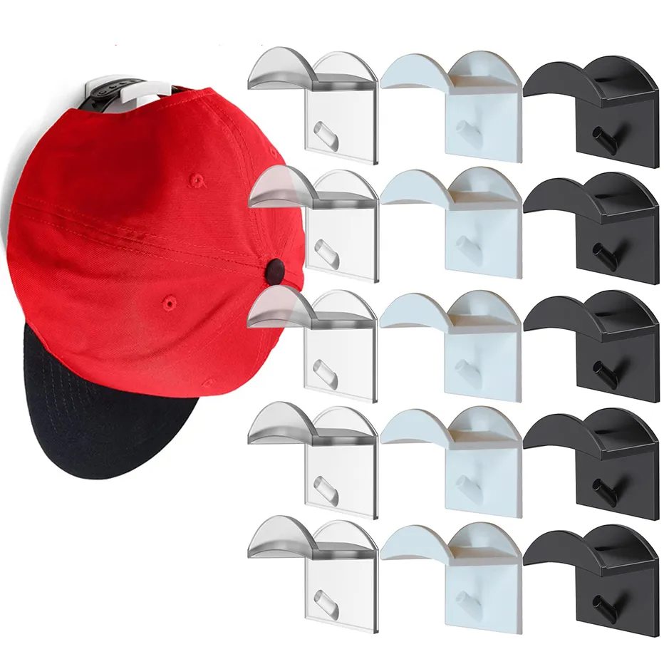 5Pcs Baseball hat Rack Hat Holder Wall-adhesive Hat Hooks Multifunction Storage Hanging for Door