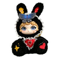 EN STOCK Vente en gros Peluche de collection Mengqi Bunny noire moelleuse avec garniture en dentelle, Cadeau de Saint-Valentin très populaire