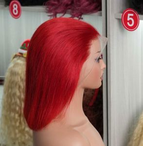 Perruques Bob en Cheveux Humains Roux 13x4 Lace Front, Cheveux Vierge Remy pour Femmes, Perruque Bob Lisse et Soyeuse avec Dentelle Transparente, Ligne de Cheveux Pré-Plumée - Product Image 5