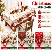 Nappe de Noël imprimée en polyester, imperméable, anti-taches, lavable, pour table de salle à manger, idéale pour les fêtes à la maison