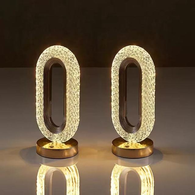 Hot Selling  Luxurious Gold USB Charging Table Lamp LED Transparent Small Desk Lamp Atmosphere Selfie Light