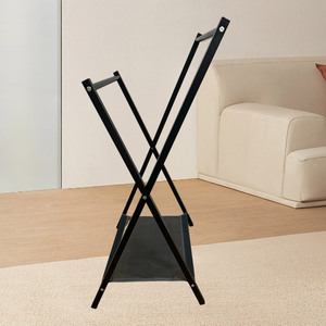 X Shape Foldable Floor Standing Clothes Drying Rack Black Mobile For Home Balcony Dormitory - Product Image 1