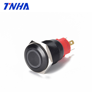 TH16A-P11 Ac 220V IP65 16Mm Zwart Waterdichte Metalen Drukknop Momentary/Vergrendeling Op Uit Schakelaar Met Led indicator - Product Image 1