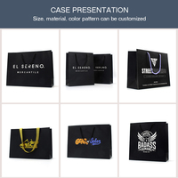 Sacs de vente au détail noirs personnalisés recyclables avec logo, emballage de luxe pour vêtements, chaussures, bijoux, sacs cadeaux en papier avec poignée