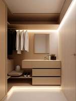 Système de placard de dressing sur mesure peu encombrant avec portes coulissantes à fermeture douce pour petite chambre