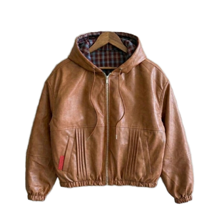 <span class=keywords><strong>Blouson</strong></span> Bomber <span class=keywords><strong>Homme</strong></span> Personnalisé Haut de Gamme en Similicuir PU, Réversible, à Capuche, Coupe Courte et Ample, Motif Écossais - Product Image 3