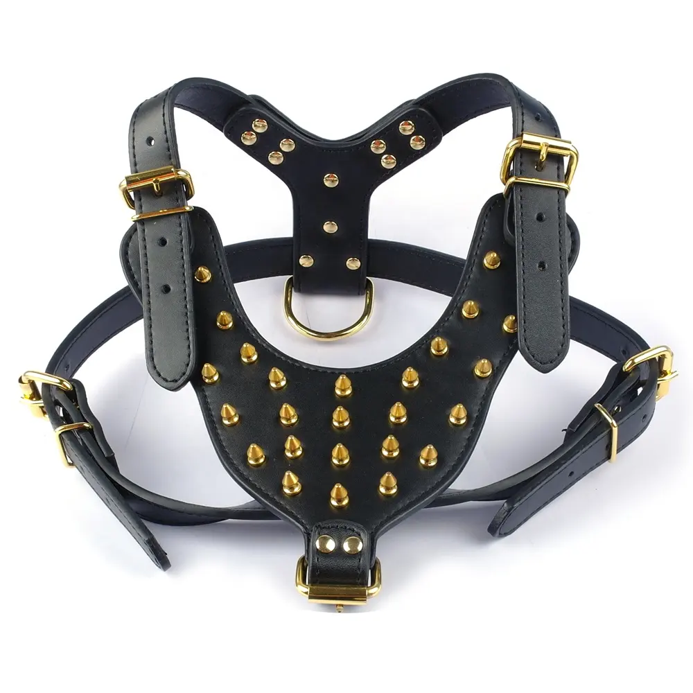 Large Dog Rivets Studded PU Leather Large Breed Dog Harness