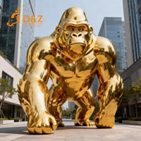 Sculpture d'animal géante moderne en acier inoxydable sur mesure D&Z Factory, statue de gorille doré coloré pour les jardins extérieurs