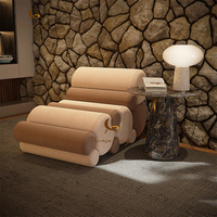 Fauteuil d'appoint en tissu doux et rembourré, fauteuil de salon de luxe, tissu personnalisé, design moderne et créatif en forme de bloc, fauteuil de salon