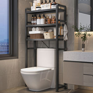 Nuevo estante de inodoro de 3 capas para el hogar de metal, <span class=keywords><strong>lavadora</strong></span> de ancho escalable, soporte de almacenamiento superior, suministros de baño, estante de organización - Product Image 1