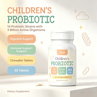 Comprimés à croquer probiotiques pour enfants, probiotiques avec vitamine D et zinc, soutient l'immunité et le bien-être quotidien
