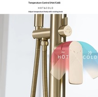 Ensemble de douche et baignoire mural moderne minimaliste en laiton avec cartouche céramique, finition brossée, double poignée, eau chaude et froide, pour hôtel et villa