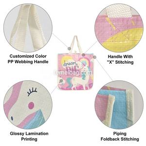 Custom 120Gsm PP Woven Recycled Reusable <b>Polypropylene</b> Shopping <b>Bag</b> Glossy Laminated with Corner Letter Design - Product Image 2