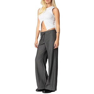 <span class=keywords><strong>Pantaloni</strong></span> da <span class=keywords><strong>Donna</strong></span> a Vita Bassa in Lana a Righe Sottili, Traspiranti, Antirughe, Stile Vintage, Alta Qualità, Personalizzabili, Vendita all'Ingrosso - Product Image 2