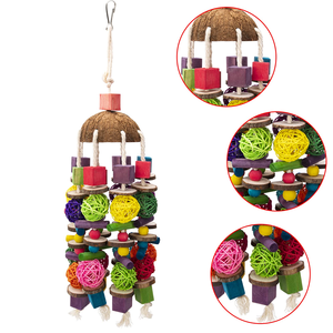 Accesorios para Mascotas, Juguetes de Madera Multicolores para Pájaros, Cuerda de Coco para Masticar, Juguete Colgante para Jaula, para Loros Grises Africanos - Product Image 3