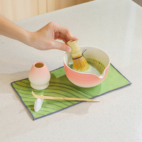 Service à thé matcha japonais dégradé rose bol en céramique 7 pièces cuillère en bambou tamis torchon avec agitateur matcha élégant