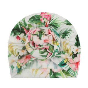 Nouveau bonnet d'été en satin pour bébé 2022 avec motif floral, style européen-américain, chapeau noué - Product Image 5