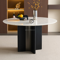 Table de salle à manger ronde moderne minimaliste blanche Dw1391 avec plateau en pierre, table de conférence pour la maison, le bureau ou l'hôtel