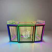 Console de DJ futuriste avec motif de circuit cyberpunk, LED RGB, effet miroir infini, logo personnalisé, table de DJ illuminée