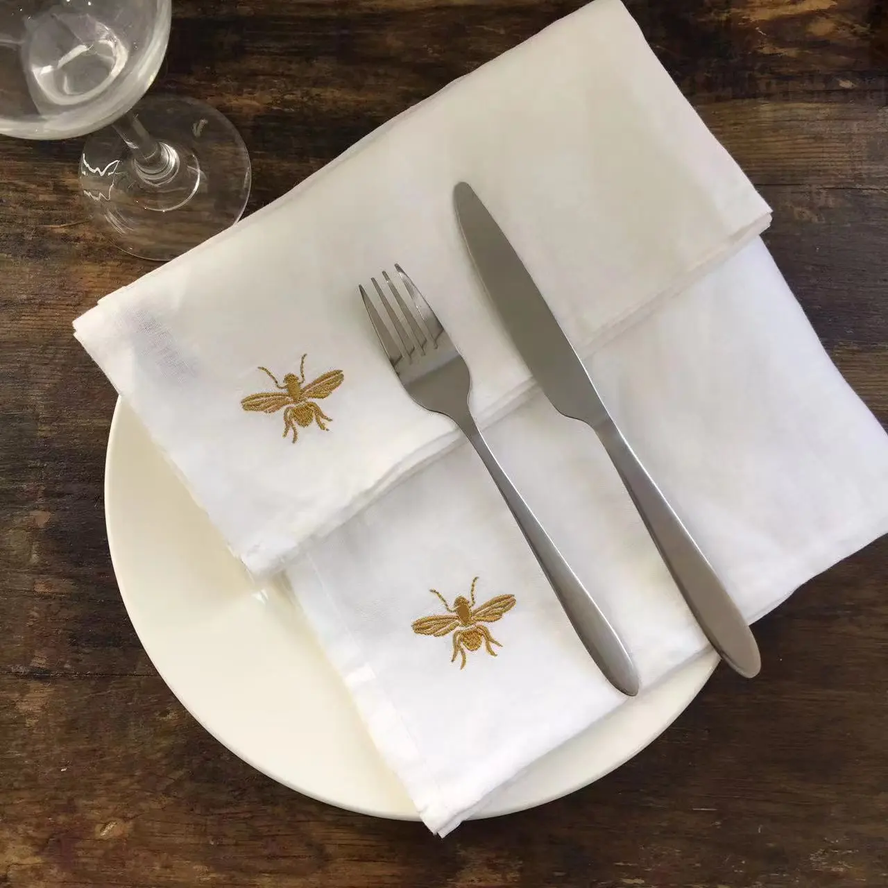 Wholesale custom hemstitch pure linen napkin dinner table party napkin linen natural