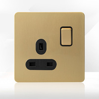 Interrupteur électrique mural Levier doré Acier inoxydable Rétro Luxe 50 250V 2 Gang UK outlets Switch