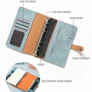 Portefeuille classeur A6 en cuir PU de qualité supérieure, carnet de notes à 6 anneaux avec emplacements pour cartes, pour la gestion personnelle des finances, les agendas quotidiens et les journaux - Product Image 1
