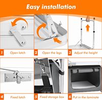 Table de camping pliante avec rangement, tables de camping légères, portables, intérieures/extérieures, pliables, hauteur réglable