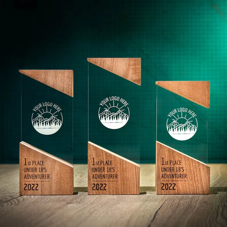 Personal isiertes maßge schneider tes Design Benutzer definierte moderne Plakette Holz Laufen Einzigartig Anpassen Personal isierte Holz Acryl RISE Trophy Award