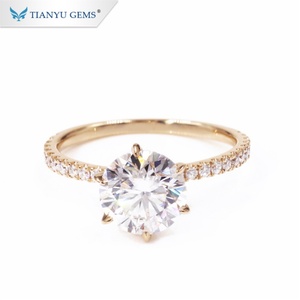Tianyu Gems Personnalisé 1.5ct DEF VVS Round Brilliant Cut Moissanite 14k 18k Gold Yellow Wedding Ring - Product Image 1