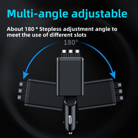 Cargador de Coche Retráctil USB 7 en 1 PD 180W de Carga Rápida Adaptador Tipo C con Cables para Teléfonos Móviles Celulares Relojes Inteligentes y Cámaras