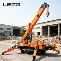 Mini-grue araignée de 3 tonnes, grue sur chenilles hydraulique avec stabilisateurs, rotation à 360 degrés, flèche télescopique, pour travaux de construction en intérieur et en extérieur