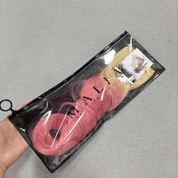 Bolsa de embalaje de extensiones de pelo de PVC personalizada, bolsa con cremallera esmerilada negra con logotipo personalizado, embalaje para mechones de pelo de pelucas