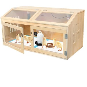 Gallinero de madera con control de temperatura para la cría de pollos, caja de cría de 2 compartimentos con diseño aislado - Product Image 1