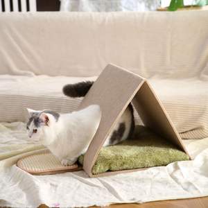 Katzen bett Fabrik Massives Dreieck Multi Small Pet <span class=keywords><strong>Cube</strong></span> House Haustier gefilzt werden Katzen haus mit Kratz brett für Innen katzen bedeckt - Product Image 2