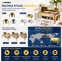 Buffet-Speisenwärmer 9L Gold Edelstahl Brennstoffbeheizter Heiß- und Kalt-Servier-Chafing-Dish für Hotel und Restaurant mit individuellem Logo