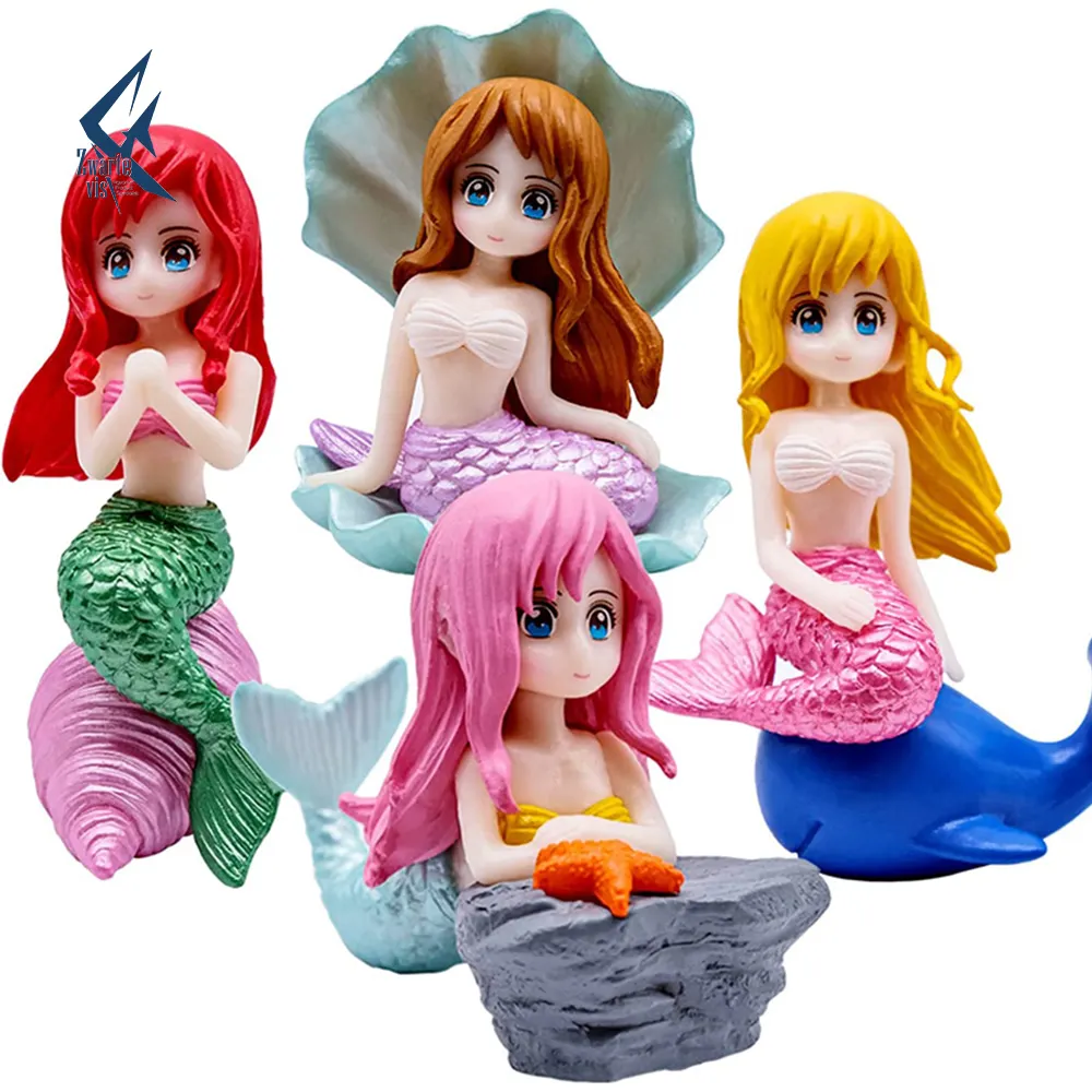 Aquarium Decoration Plastic Fish Tank Ornaments Little Mermaid Fish Tank Landscape Figurines DIY Aquariums Accessories