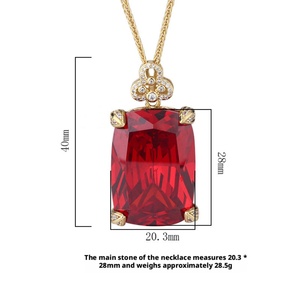 Premium Eco-friendly Copper Gold Plated 20*<b>28mm</b> Colorful Cubic Zirconia Pendant Jewelry Large Colorful Gemstone Necklace - Product Image 6