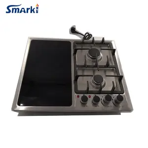 Piano Cottura elettrico A Infrarossi e Gas Combi 4 bruciatore in acciaio inox Piano Cottura A Gas Elettrico SSE45912 - Product Image 1