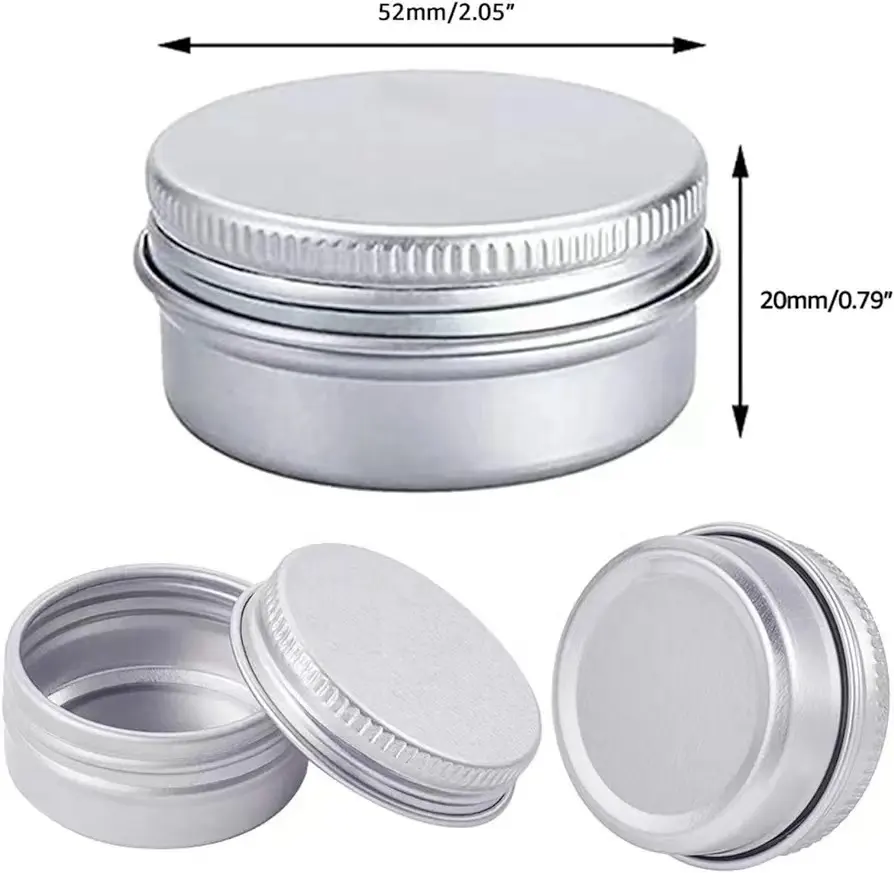 En stock vente en gros de petites boîtes rondes en métal 30ml pot en aluminium